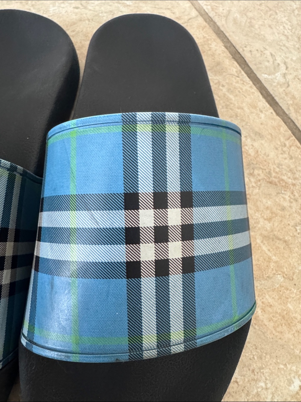 Burberry Blue Plaid Slide Sandals - Picture 4 of 4